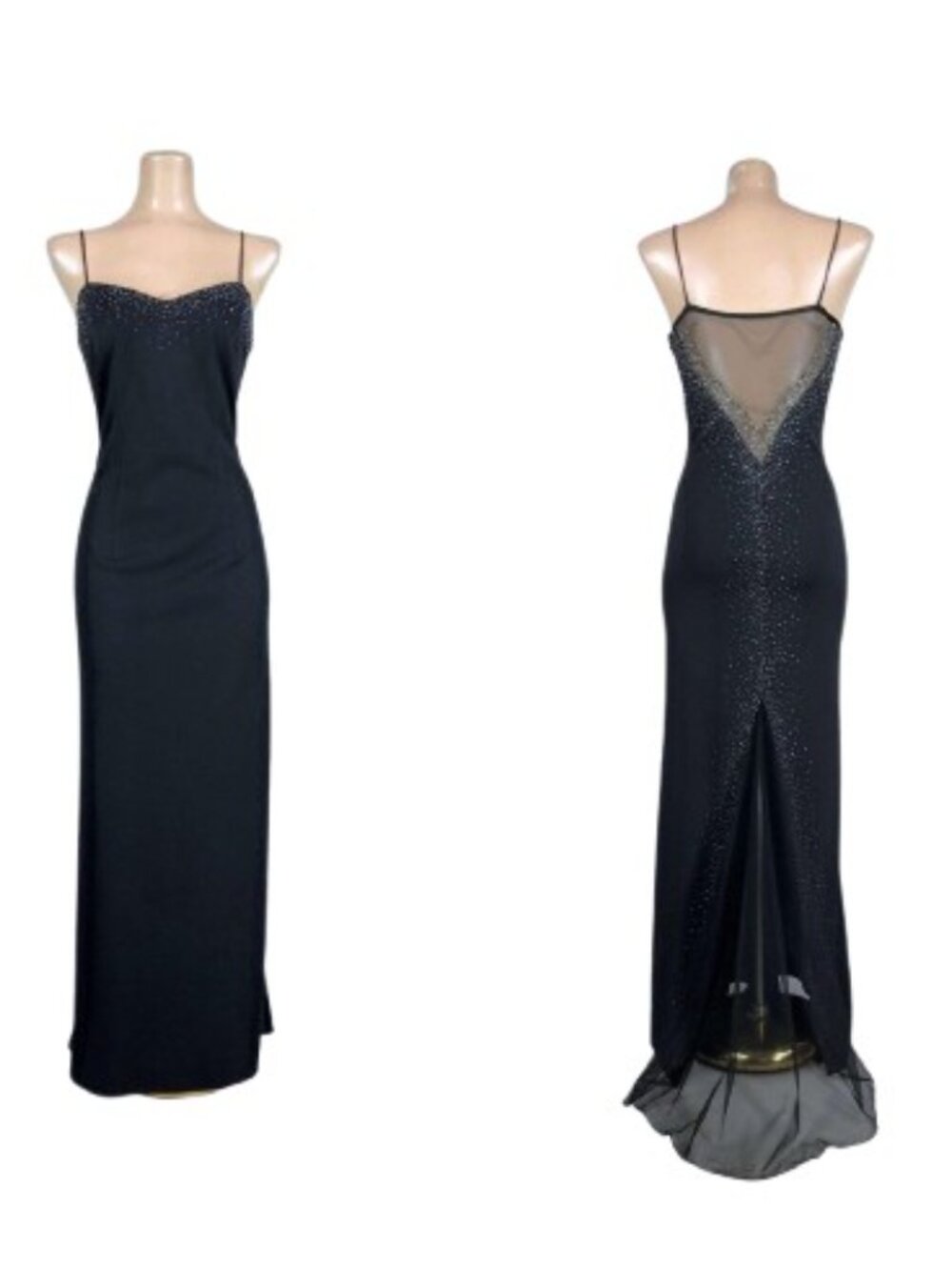 Y2K Vintage DJ Nights Laura Ryner Black Beaded Prom Gown - LNC